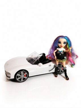 2021 Rainbow High Convertible Car + 2019 11" Amaya Raine Doll Cheerleader Bundle